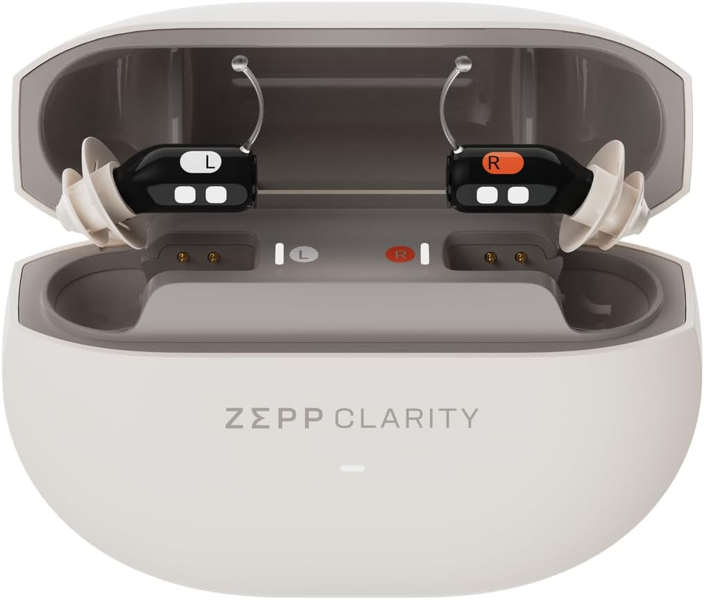 OTC slušni pripomočki za starejše odrasle - skoraj nevidni, prilagodljiv zvok, 18 HR baterija, brezžična & USB polnilni primer, App Control, Lifetime Service & Audiology Care