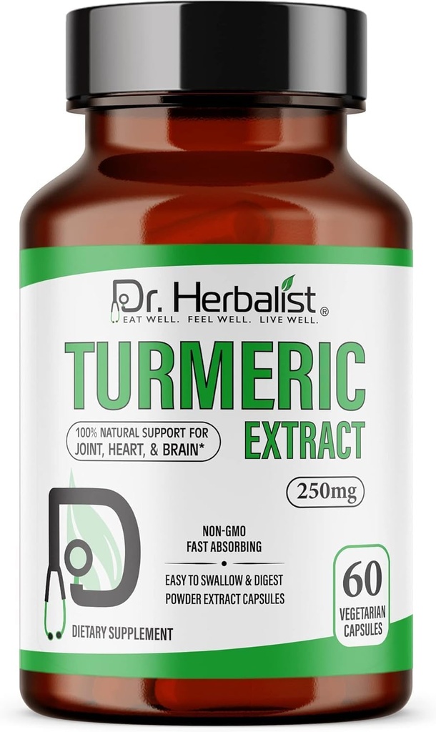 Dr. HERBALIST Kurkumin ekstrakt 250mg – 60 Veganske kapsule 