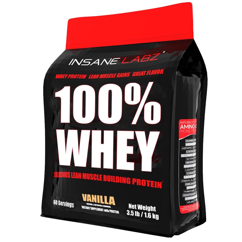 Insane Labz 100% Whey Protein (60 Serving, Vanilla)