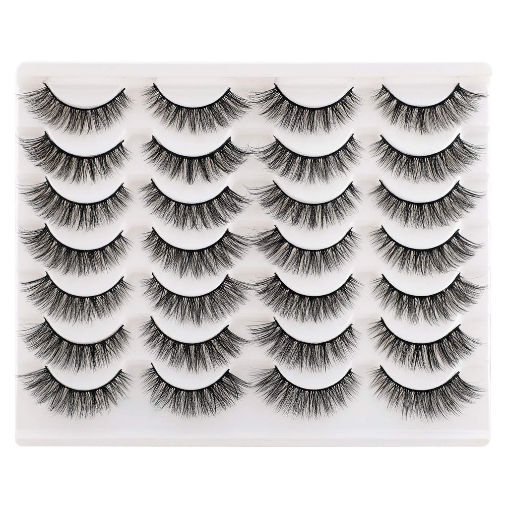Newcally Lashes Lažne trepalnice Mačje oči Wispi Naravne Faux Mink Lashes 14 Pari paket svetlobe glasnost kratke lažne oči Lashes Multipack