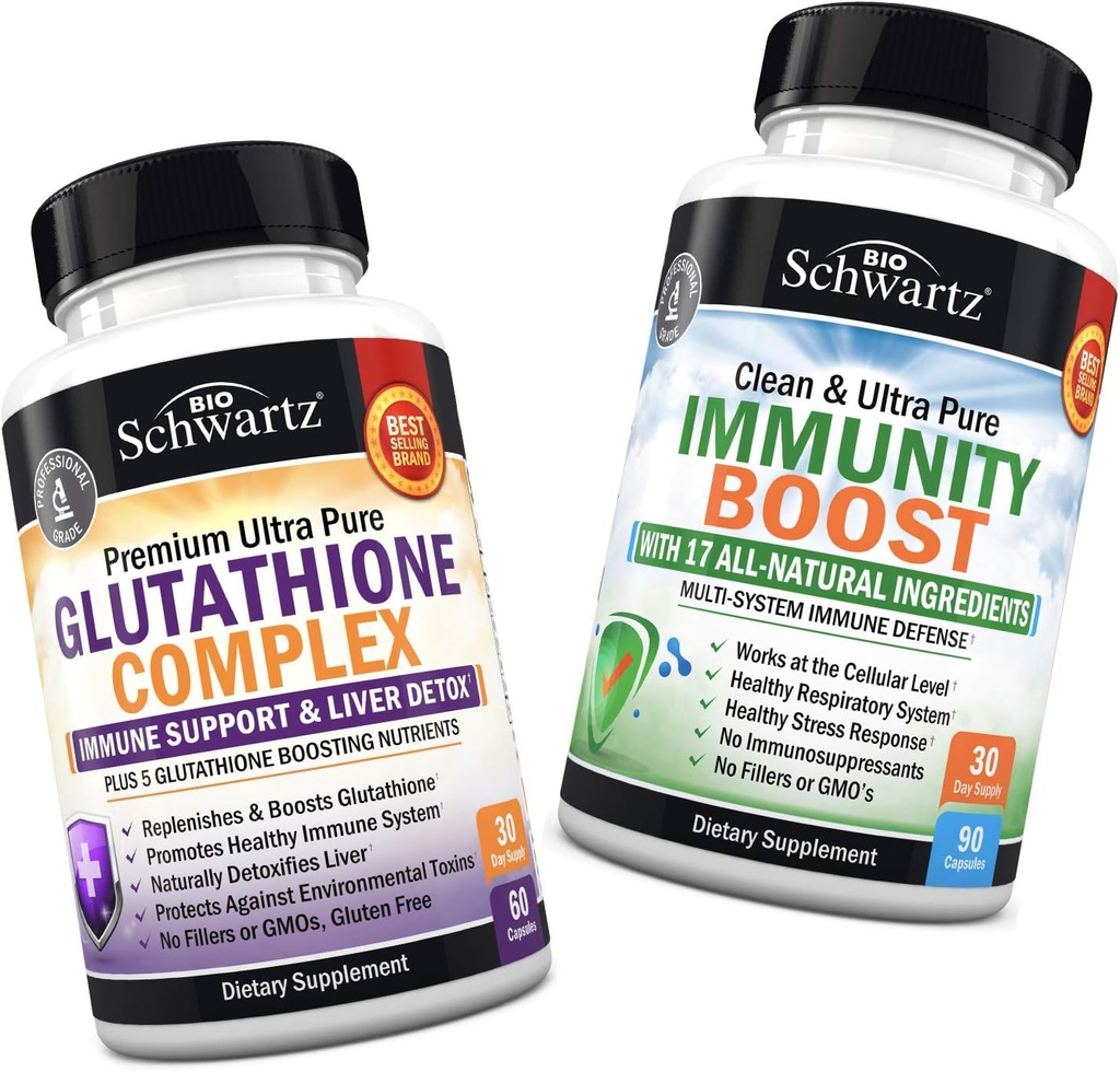 Glutatione Complex z mlekom Thistle Extract, Vitamin C & Quercetin + 17-v-1 Imuniteta Boost dodatek z Bezgove jagode, Vitamin C, Echinacea & cink - spodbuja jetra in imunske podpore