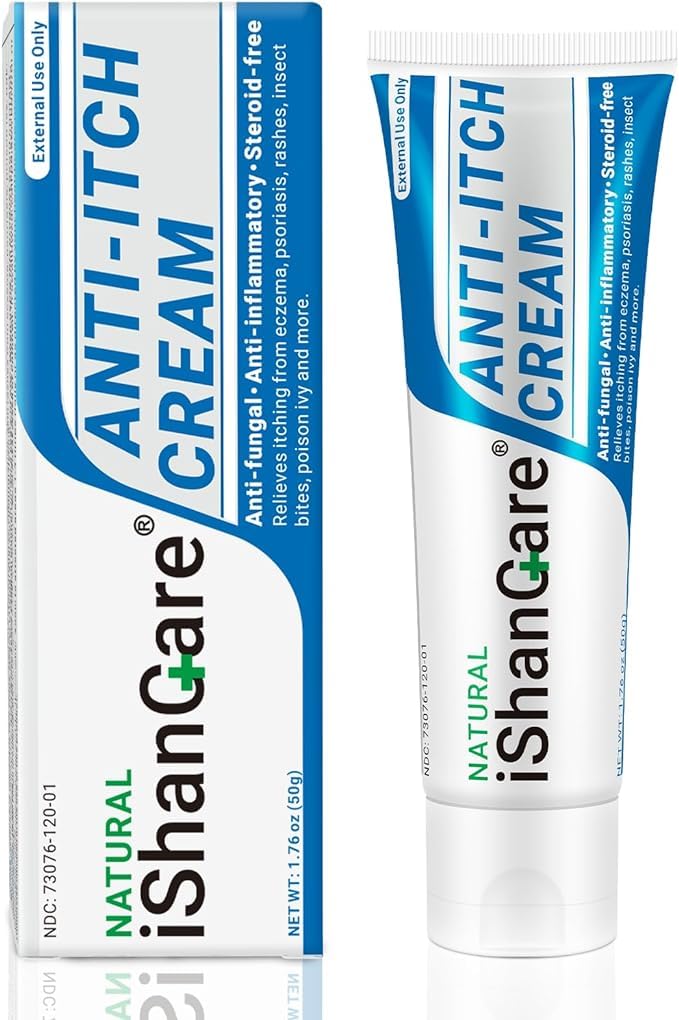 Ishancare Anti Srbečica Pomirjujoča krema Dodatna moč kože Srbečica Relief Mazilo, za polno srbenje telesa povzroča sezonske spremembe, dermatitis, ekcem, izpuščaj, Psoriaza, Koprivnica, Bites, Strup Ivy, 1,76 oz