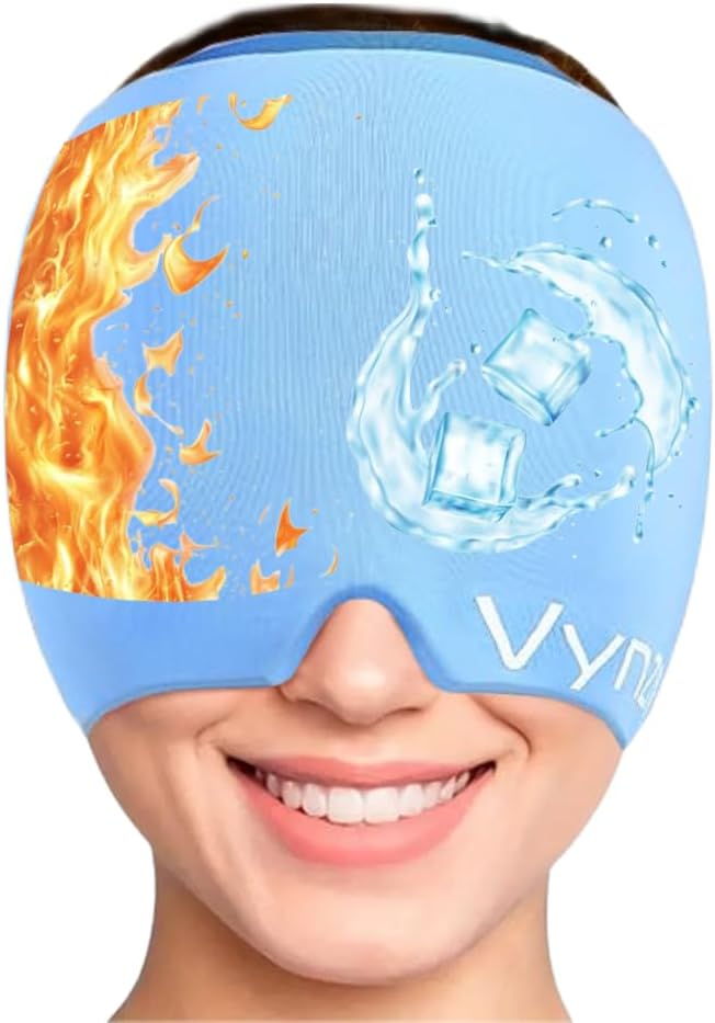 Migrena Relief Cap Čudežni glavobol Relief Cap 360 Hot & Cool glavobol Cap Pomirjujoče Odorless Gel Ledena glava Ovoj Nadgrajena Migrena Cap za napetost, Stres, in Sinus (modra)