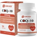 OMOGS CoQ10 400mg softgels, koencim Q10 visoka absorpcija dopolnila podporo zdravje srca, kardiovaskularno zdravje, imunski sistem in celična energija proizvodnja, Gluten prost, 90 Softgels