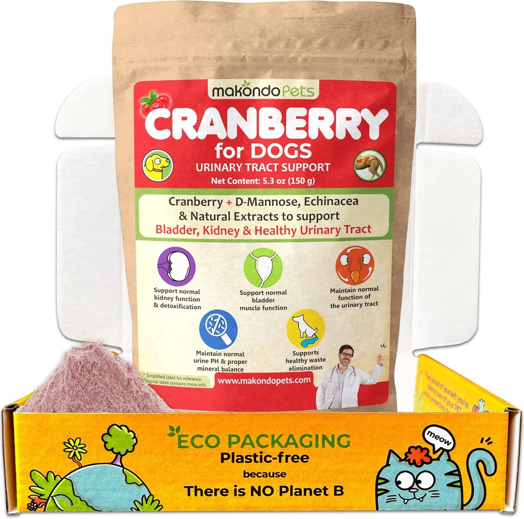 Brusnice za pse v prahu - urinarni trakt zdravje, pes UTI, Bladder podpora, Bladder kamens, Inkontinenca podpora, brusnični dodatek - slanina aroma (150 Serves)