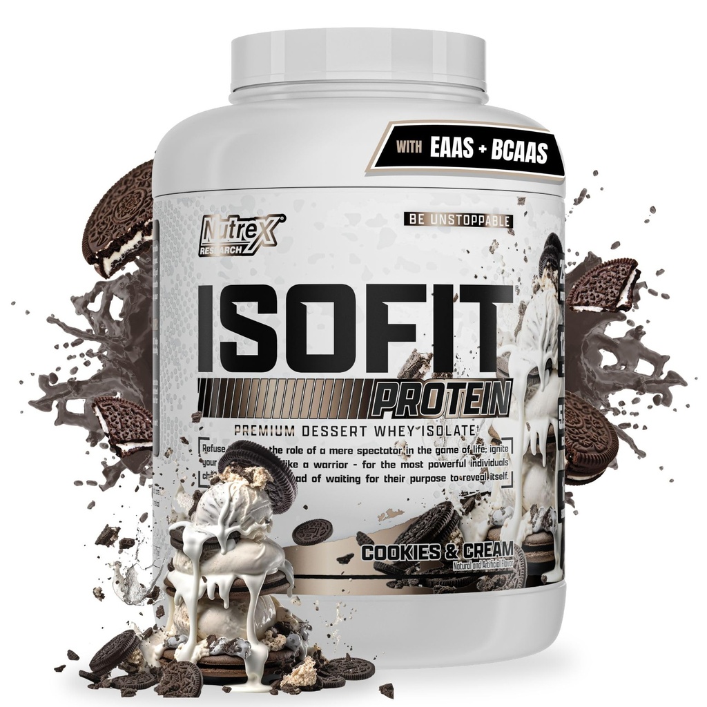 Nutrex Research IsoFit Whey Protein Powder Instantized 100% Whey Protein Isolate (70 Serving, Piškotki in krema)