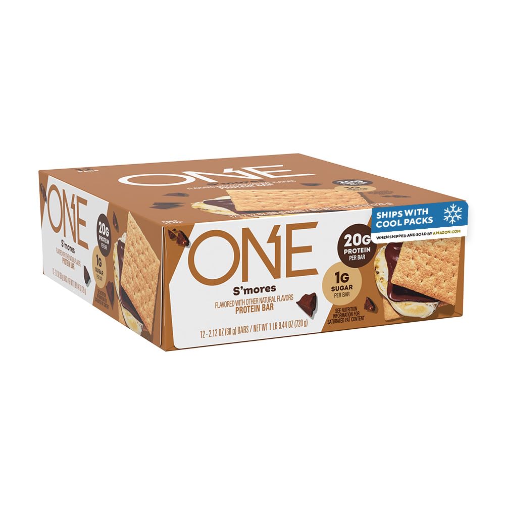 ONE proteinske čokoladice, Smores, Gluten brez 20g beljakovin in 1g sladkorja, slaščičarske sponke, 2,12 oz (12 štev), pakiranje maj Vary