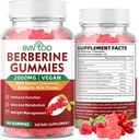 Premium Berberine Gumies, 2000mg Visoka moč Berberine HCI dodatek, Plus Ceylon Cimet, Mlečni osat za ženske in moške, Imunski sistem in metabolizem podpora - 60 Gummies