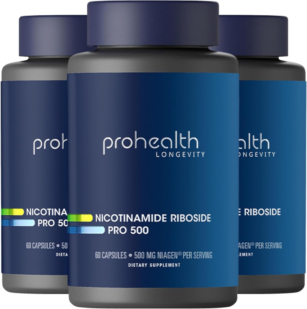 ProHealth Nikotinamid Riboside Pro 500. Patented NR Niagen 500mg Plus 250mg TMG. NAD+ dopolnilo poveča NAD+. NR dodatek Proven v 300 Študije. 30 odmerkov (3 pakiranja)