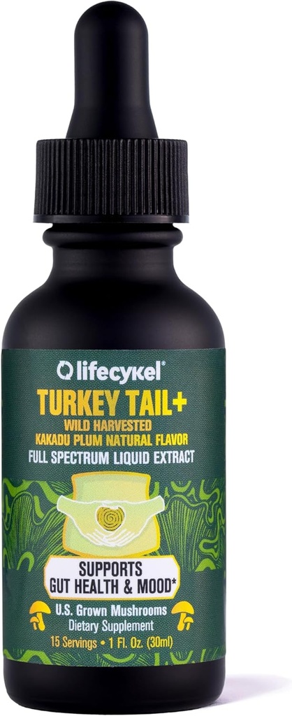 Life Cykel - Turčija Tail Gobe Tekoči ekstrakt s Kakadu Plum - Imunska podpora in Prebiotični Prebiotični dodatek - Vegan, Non-GMO in Gluten brezplačno - 1 Fl Oz