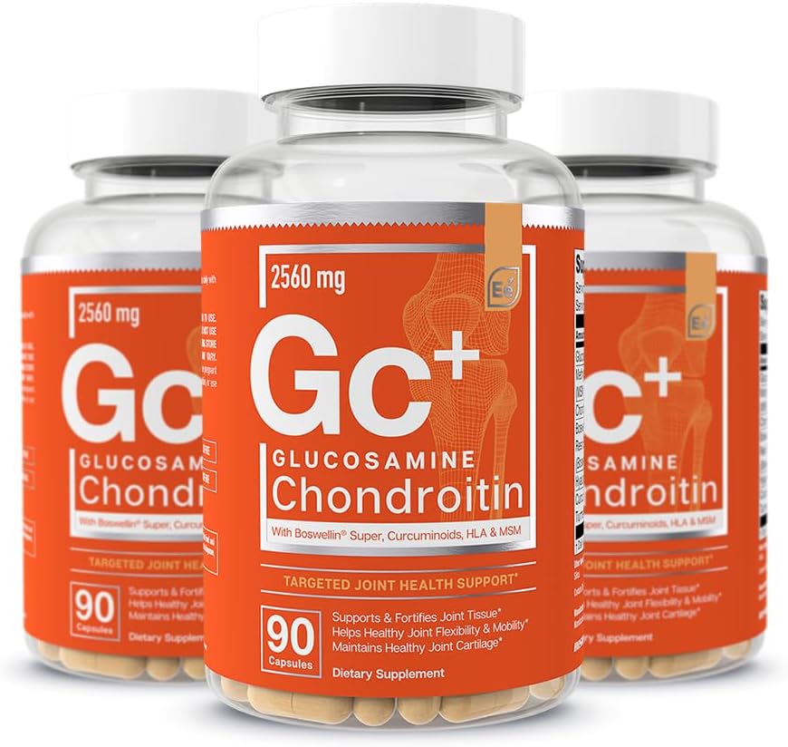 Esencialni elementi Glukozamin Chondroitin MSM Boswellia Serrata Hyaluronic Acid dodatek skupna podpora Antioksidant dodatek za prilagodljivost - 270 kapsul (3 pakiranja)