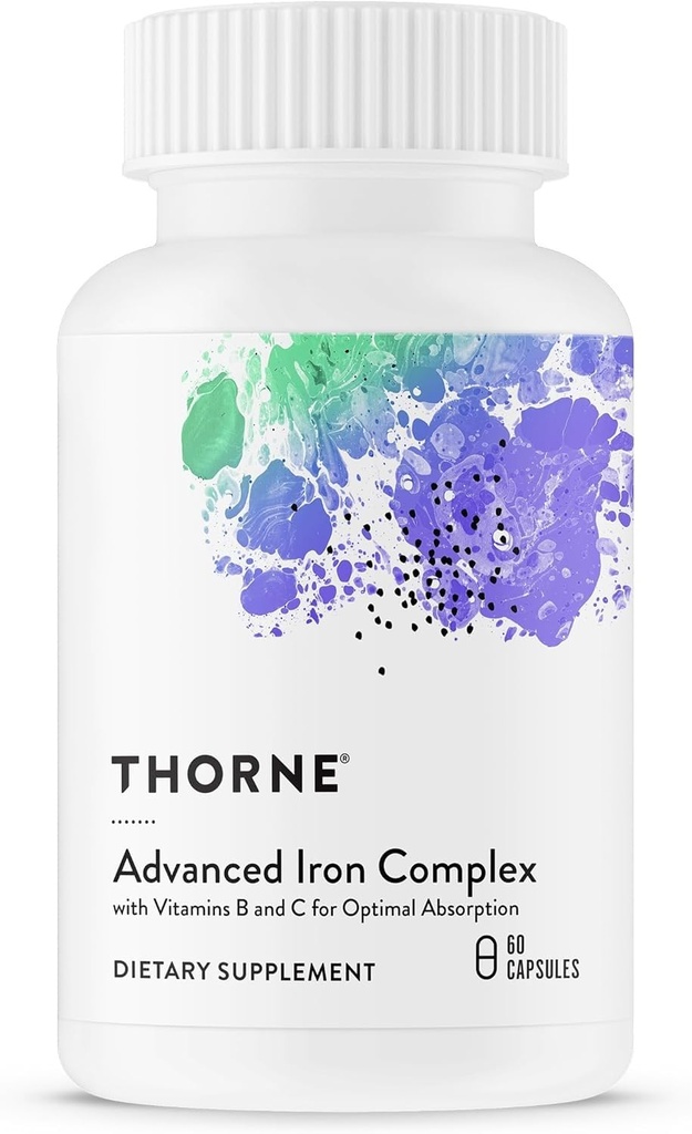 THORNE - Advanced Iron Complex - popolna podpora krvi Formula* - Elemental Iron, Folate, B in C Vitamini za optimalno absorpcijo - kelirano železo dodatek - Gluten, Dairy & Soy-free - 60 kapsul