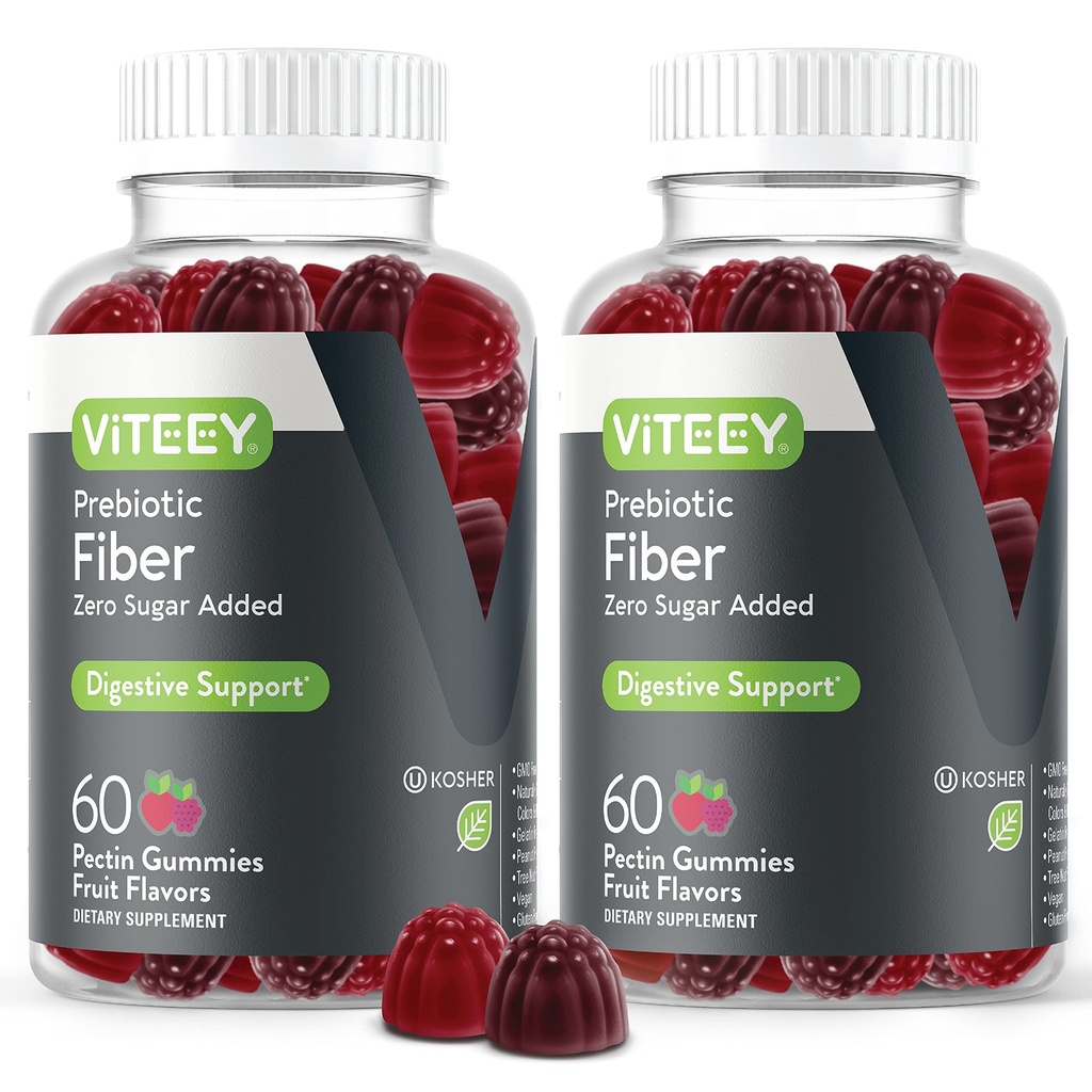 VITEEY Prebiotične vlaknine Gumies za odrasle, 4g - Gut Health & Prebavne Topni Fiber dodatek Gumies - Nič sladkor doda, Vegan, Gluten-free - 120 Count