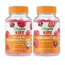 Življenjski kalcij Magnezij & cink Otroci + Probiotik 2 milijarda CFU otroci, Gummies Bundle - odličen okus, Vitamin dopolnilo, Gluten brezplačno, GSO brezplačno, Žvečljivi Gummy