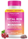 Pink Stork Prenatal Iron Supplement Gumies za ženske - 20 mg z vitaminom C - Grozdje žvečljivo za pomanjkanje, energijo, & krvni graditelj - 60 Gummy Chews