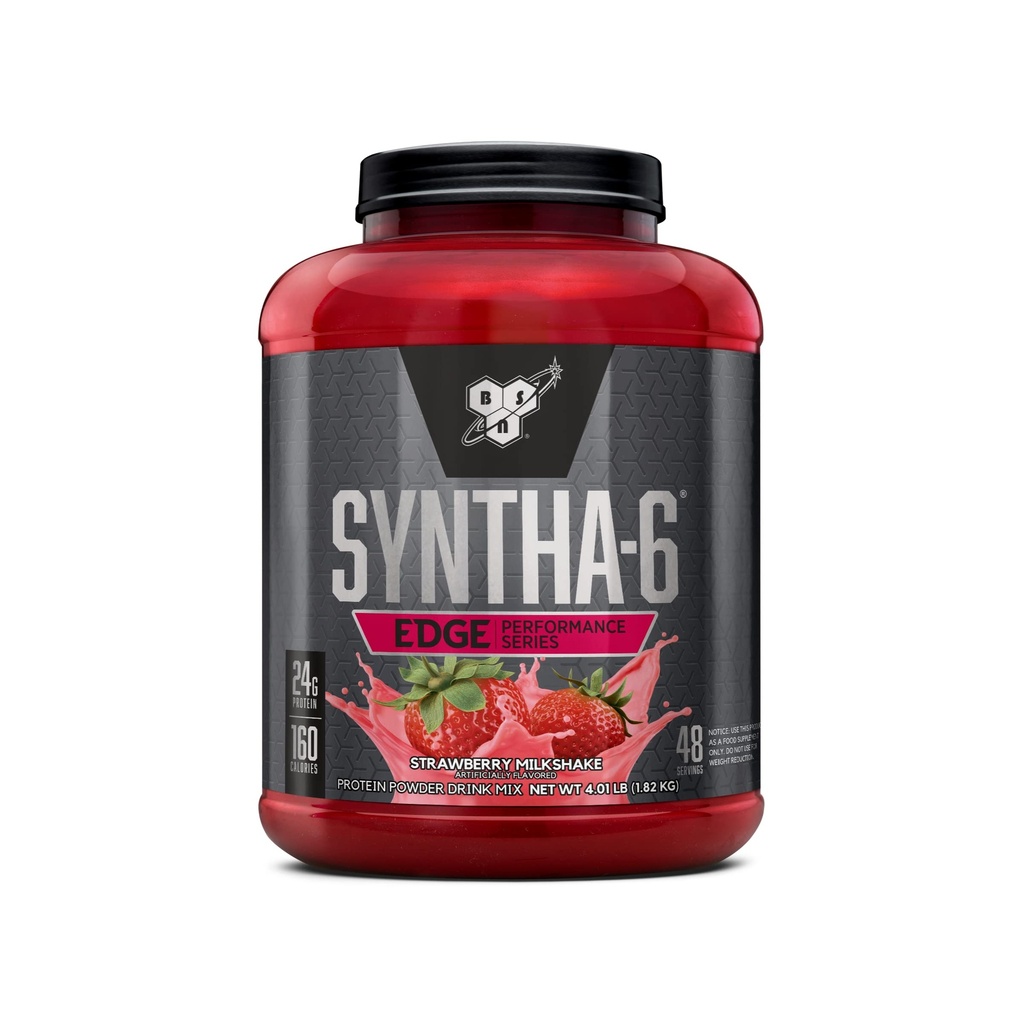 BSN SYNTHA-6 EDGE Protein Powder, s hidrolizirano sirotko, micellarnim kazeinom, izolatom mlečnih beljakovin, nizkim sladkorjem, 24g beljakovinami, jagodnim mlečnim napitkom, 48 servivi