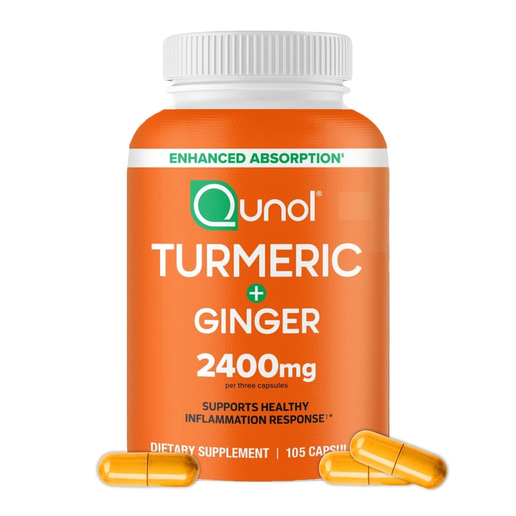Qunol Kurkumin kurkumin s črnim poprom & Ginger, 2400mg Kurkuminoidi s 95 % kurkuminoidi, Dodatna moč, Izboljšana absorpcija, Skupna podpora dodatek, 105 Count