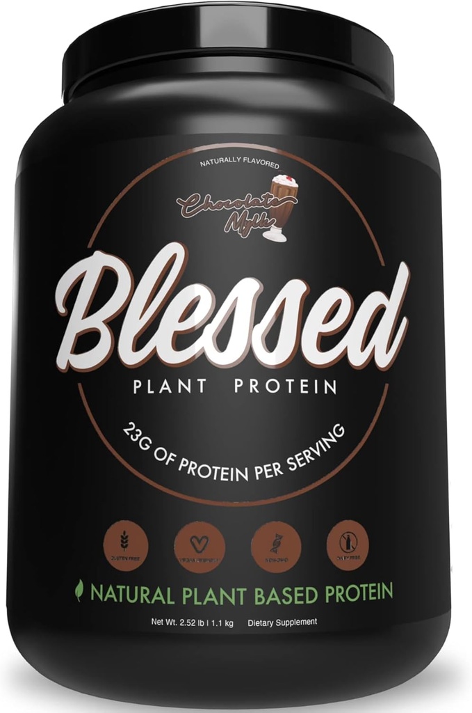 Blaženi Vegan Protein Powder - na rastlinski osnovi Beljakovine Powder Nadomestni Beljakovine Shake, 23g Pea Protein Powder, brez mleka, brez glutena, brez soje, brez dodanega sladkorja, 30 Servisov (Chocolate Mylk)
