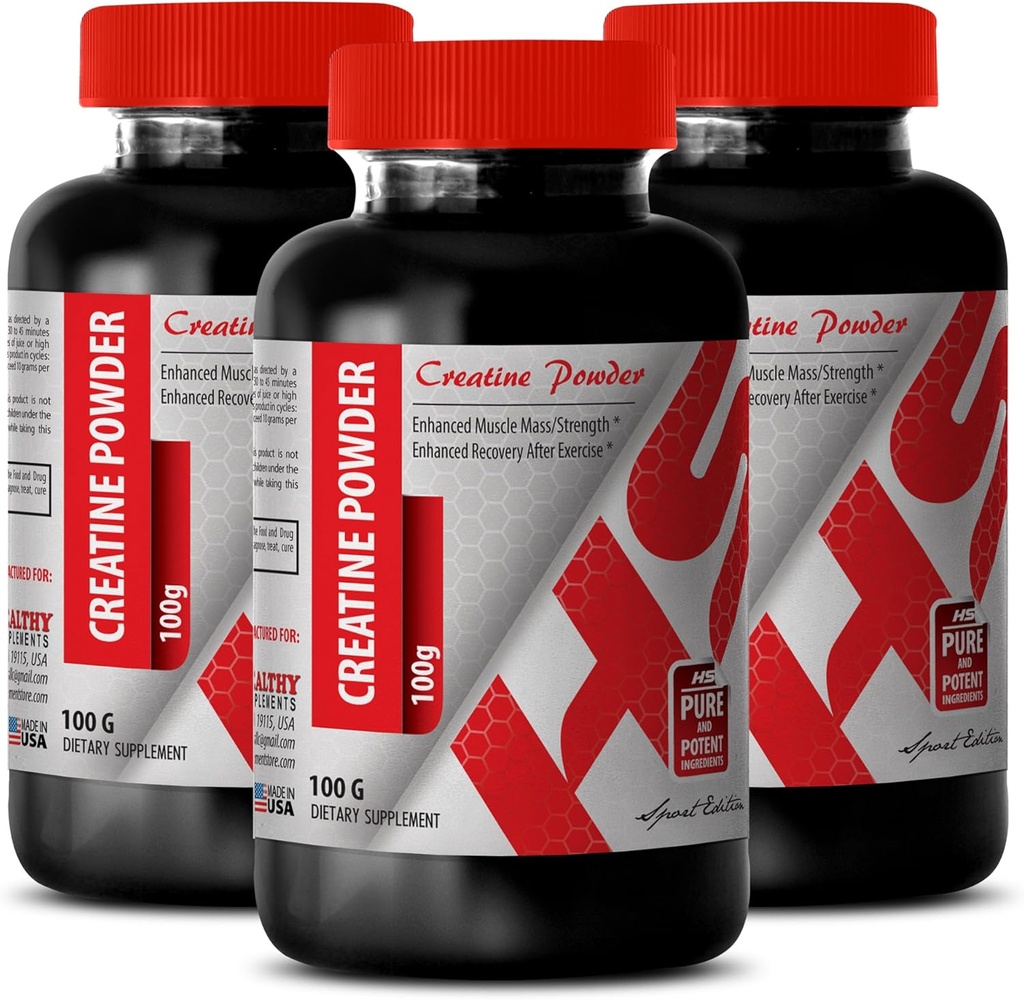 Body Builder za moške - CREATINE Powder 100G - Kreatin razsutem stanju - 3 steklenica (prašič)
