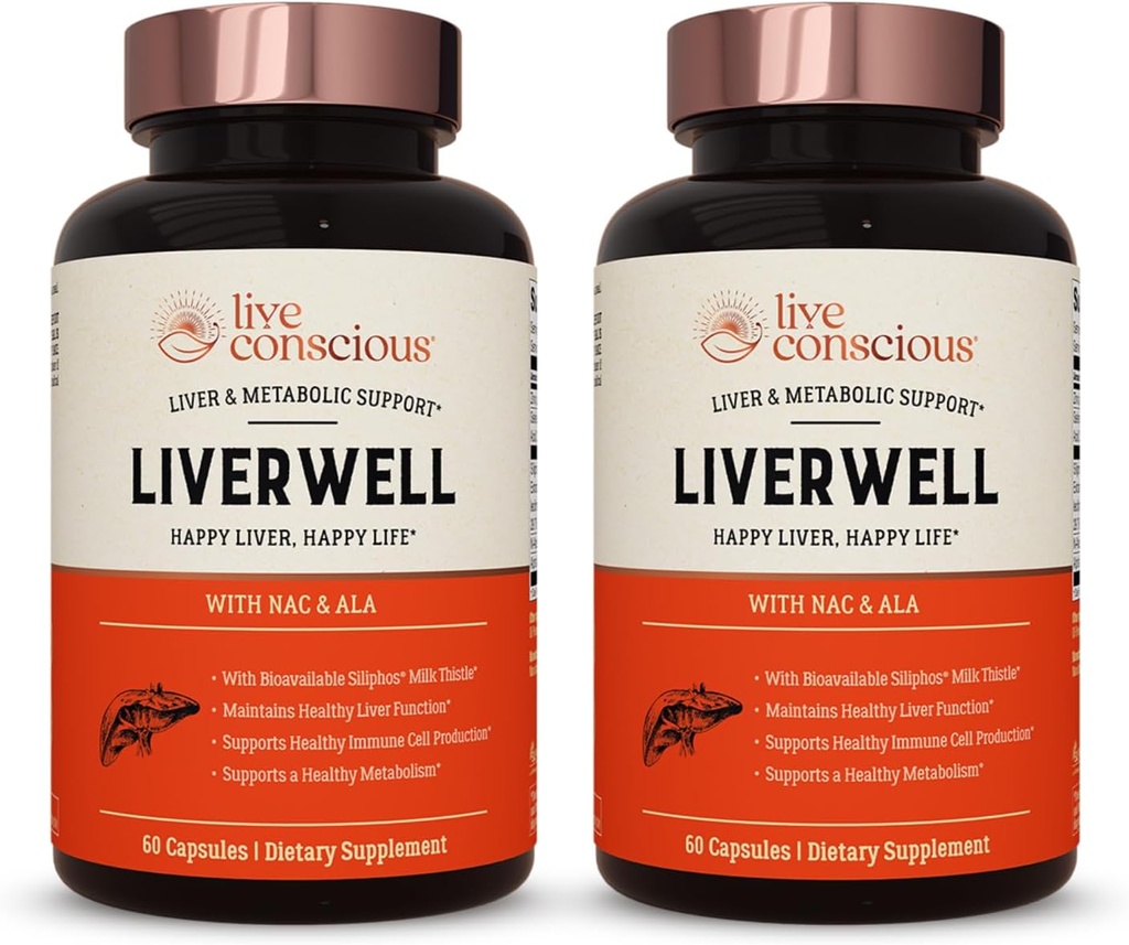 LiverWell jetrna čistila, pomlajevanje, metabolična podpora - Jetrna dopolnila za zdravje jeter w/Visoko biološko razpoložljivo mleko Thistle Extract, N-acetil cistein, alfa lipoična kislina, cink, selen - 2 paket