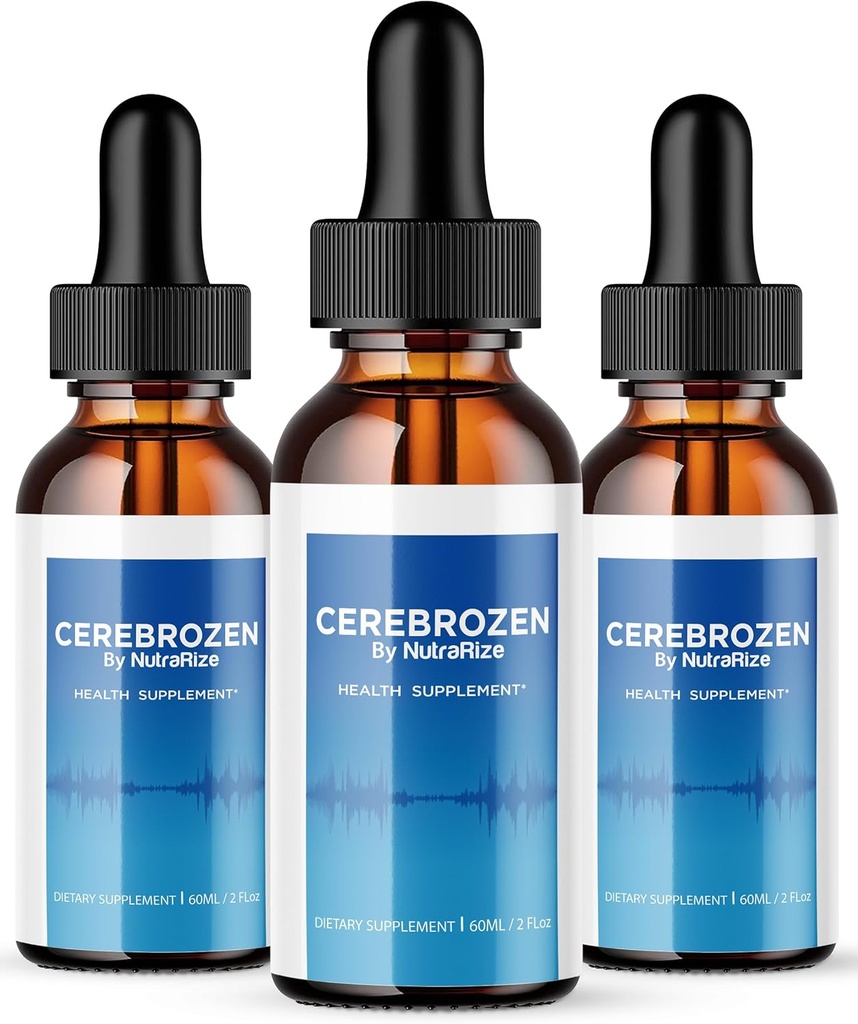 NutraRize (Pack 3 Cerebrozen kapljice - Napredna Formula za zdravje ušesa, naravna podpora za izboljšanje sluha, Cerebrozen 24 Dietni dodatek, Mnenja (90 Servings)