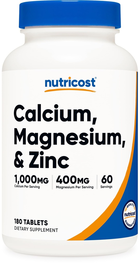 Nutricost Kalcij, Magnezij & cink tablete 1,415 mg, 180 Tablete - Vitamin/Mineral Mešanica dodatek, 60 Serving - Gluten brezplačno, ne-GMO