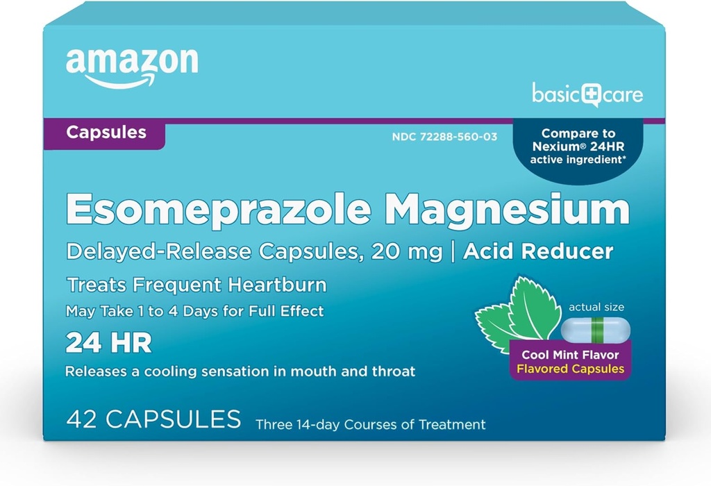 Osnovna oskrba Esomeprazol Magnezij Zapoznele kapsule Release 20 mg, reducent kisline, hladilna kovnica, 42 Število (3 pakiranja po 14)