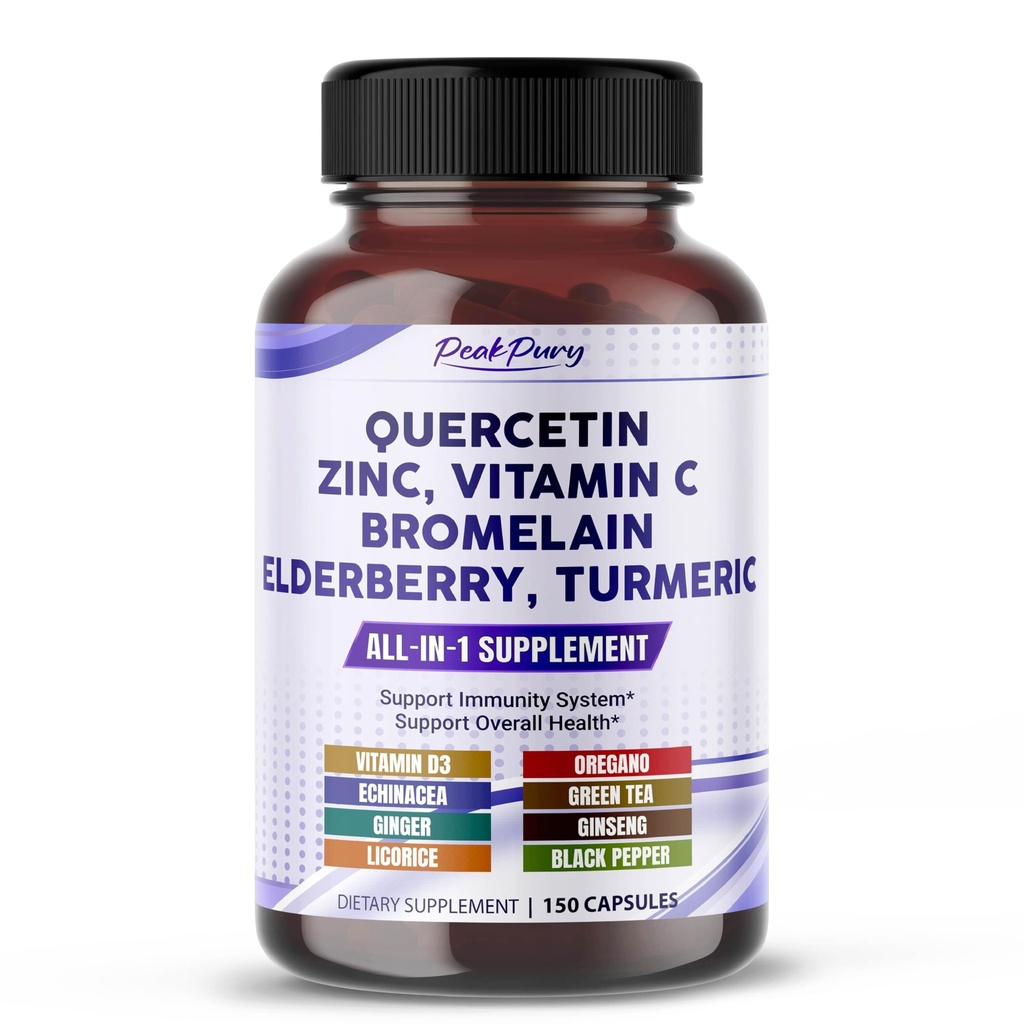 Quercetin Elderberry Turmeric Vitamin C Cink - Podpora imuniteti - Made in USA