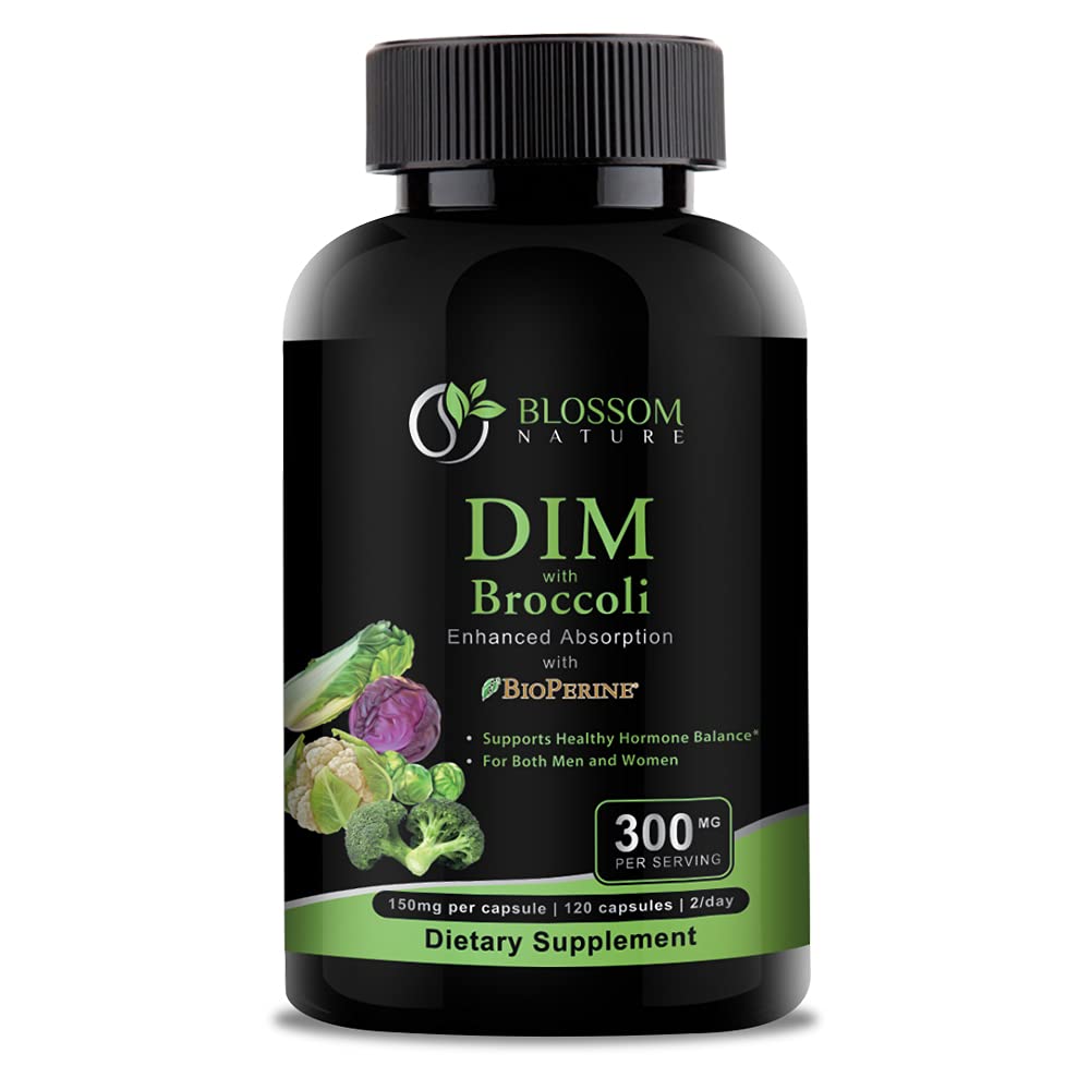DIM dodatek 300mg z Broccoli 200mg BioPerine 10mg-Hormone in estrogen ravnotežje za ženske in moške, Menopause Relief,PCOS & PMS podpora, Hormonal Acne zdravljenje-120 Caps,Diindolylmetan 150mg na Cap
