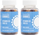 NaturesPlus Gummies Vitamin D3 1000 i.e., mešano jagode - 60 Gummies, Pack po 2 - spodbuja zdravje kosti in imunske funkcije - Vegan, Gluten brezplačno, Ne-GMO - 120 skupno serviranje