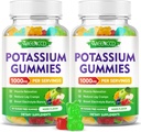 Kalijev citrat Gumijev 1000mg, Visoka moč Kalijev dodatek Gumijev za odrasle ženske in moške, Podpora noge Cramps in mišično zdravje, sladkor brez, mešano sadje aroma, 120 Število