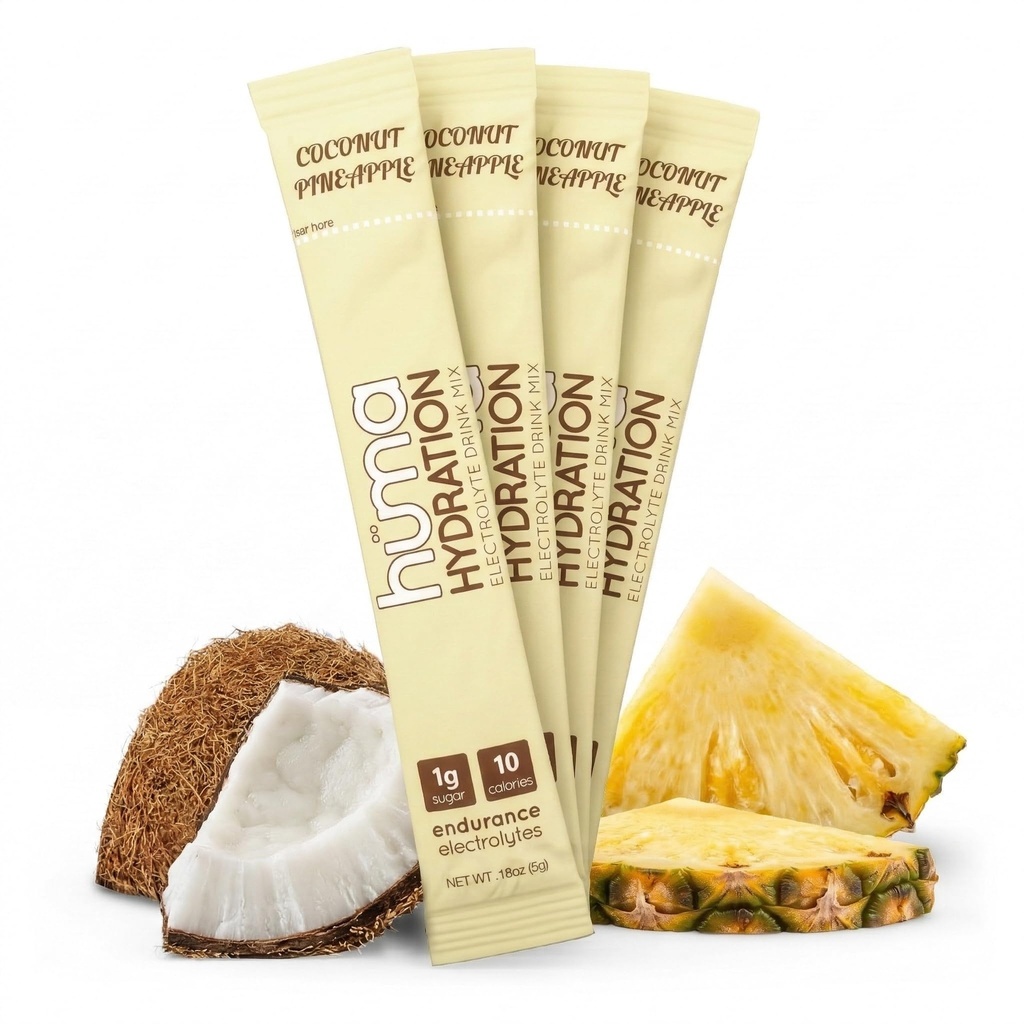 Huma CHIA Hydration Drink Mix, Kokos Ananas 30 Packets - Nizko kalorie, visoko elektrolitski prašek za šport in vadbo - 100% naravni, 1g sladkor, 10 Cal