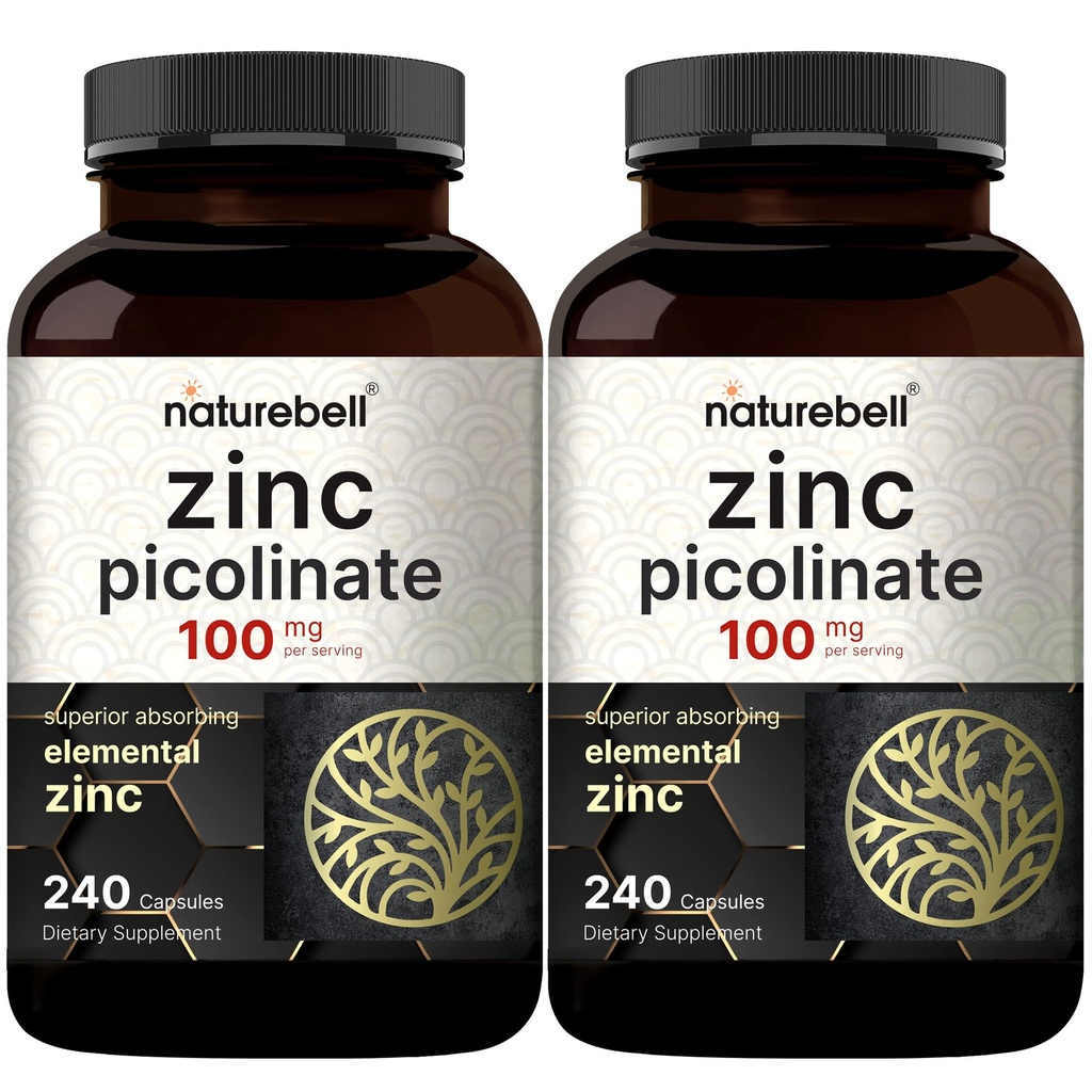 2 Pack maksimalna moč cink 100mg, Cinkov pikolinat dodatek, 480 Kapsule, Cinkov vitamin in imunski vitamini za encim funkcijo in imunske podpore, Non-GMO in Made v ZDA
