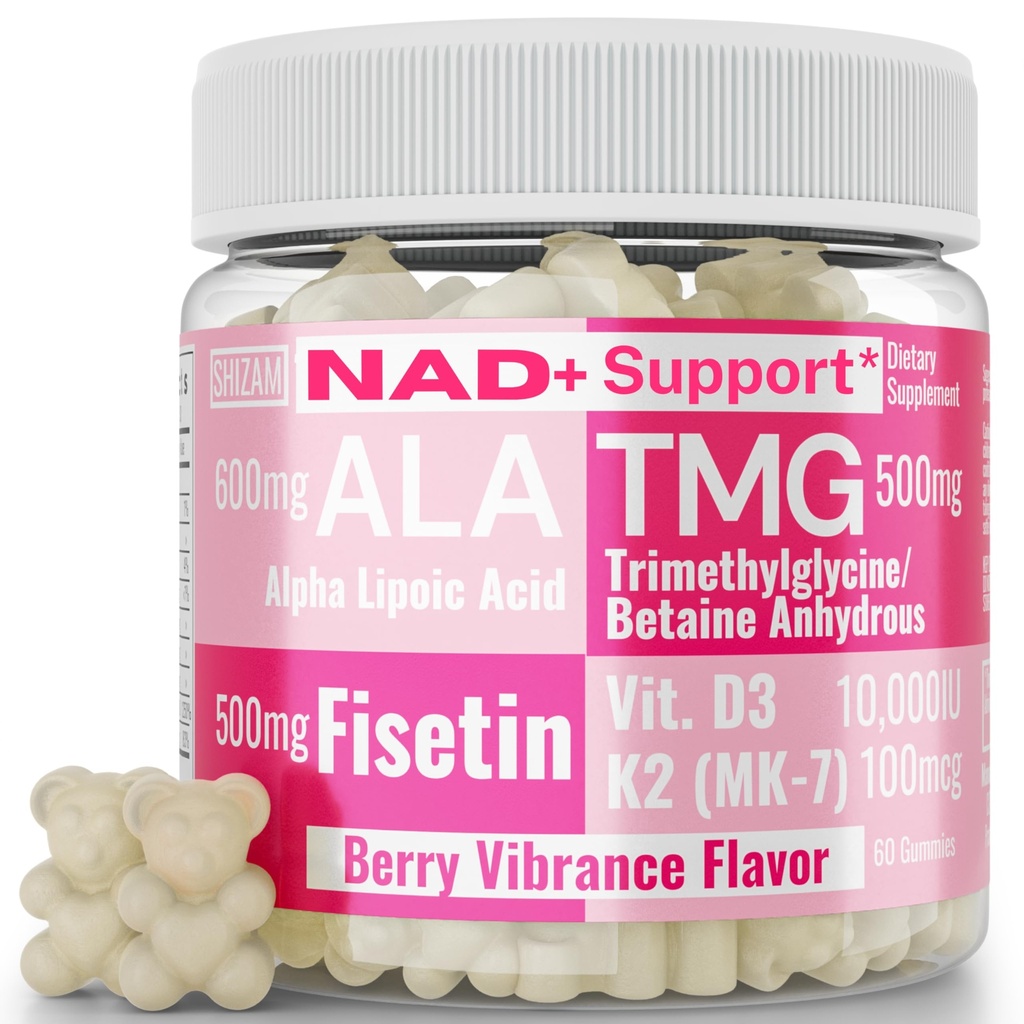 SHIZAM TMG betain alfa lipojska kislina ALA D3 Fisetin Gumies, tri-metilglicin trimetilglicin R- Alpha NAD+ Plus + HCL dodatki, mitohondrijski senolitični aktivator, NR kapsule prašek 600 mg 1000 mg