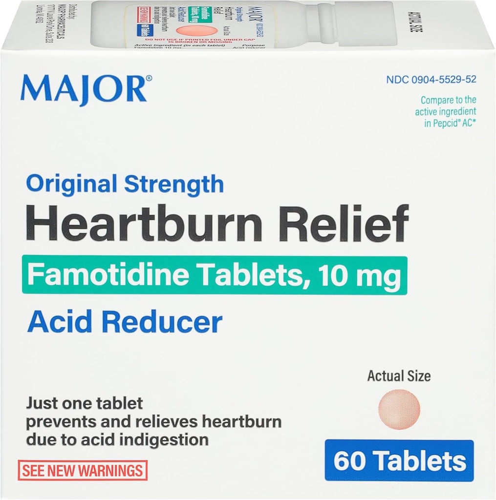 Velika originalna jakost zgaga Relief - Famotidin tablete, 10 mg - Acid Reducer - 60 tablet