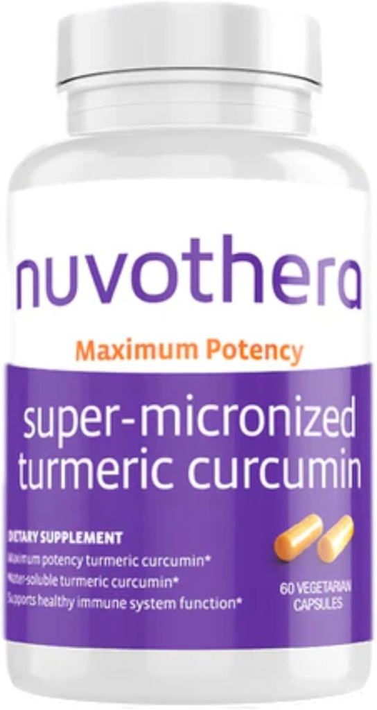Nuvothera super-Mikronizirane kurkumin kapsule 1-mesečna oskrba hitra absorpcija, celotna korenina, ne-GMO, podpira sklepe, kožo, črevesno zdravje in antioksidanti (60 kapsul)