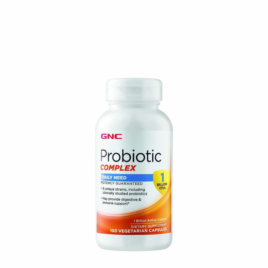 GNC Probiotic Complex Dnevna potreba dopolnilo, Zagotavlja prebavne in imunske podpore, 1 milijarda CFU, 100 Vegetarijanske kapsule, 100 Serving