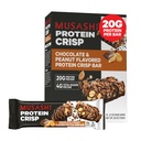 MUSASHI Protein Crisp Bar, 20g beljakovine, 4g skupni sladkorji, čokolada in arašidi, post vadba in prigrizek na Go, 12 Pack of 2.1oz (60g) Bari