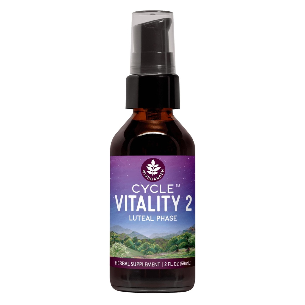 WishGarden Herbs Cycle Vitality 2 Lutealna faza - Rastlinsko-na osnovi progesterone dodatek z Wild Yam & Vitex Chasteberry podpira zdrave menstrualne cikluse, plodnost in zdravo progesterone ravni, 2oz