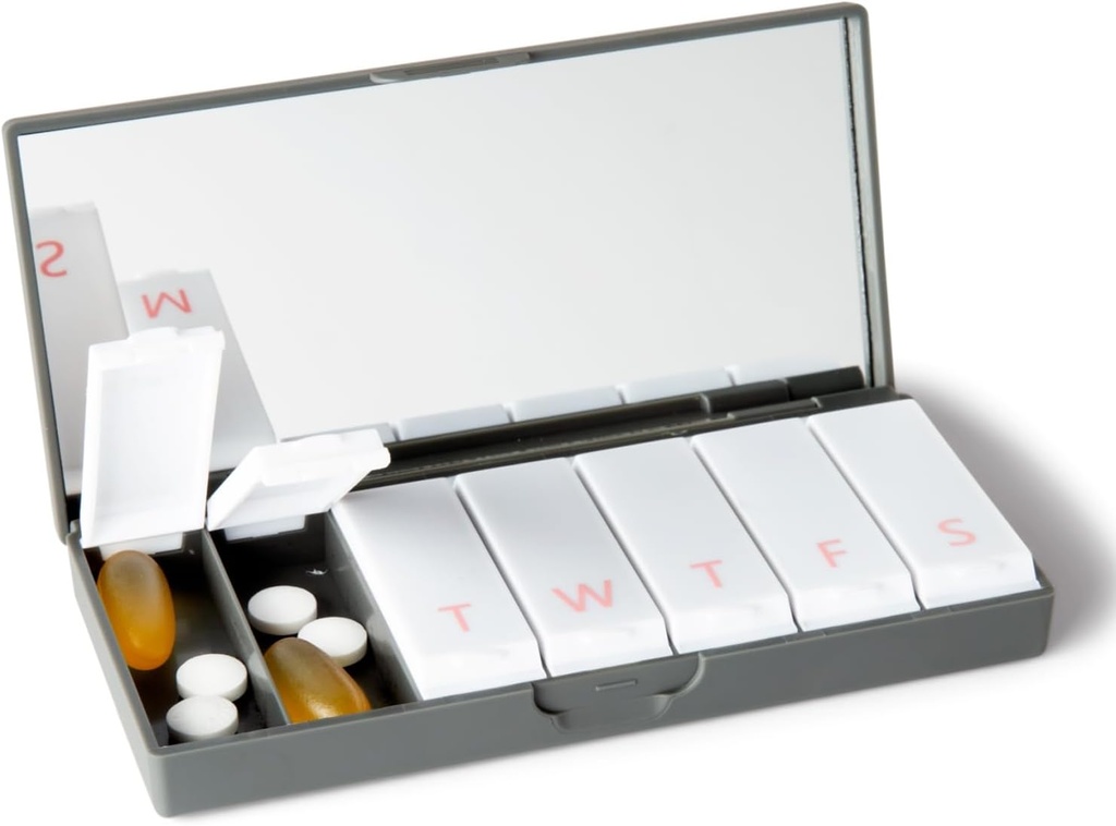 PORT X POLISH Designer Weekly Pill Box Organizator (Single 1X dnevno, Charcoal Gray) 