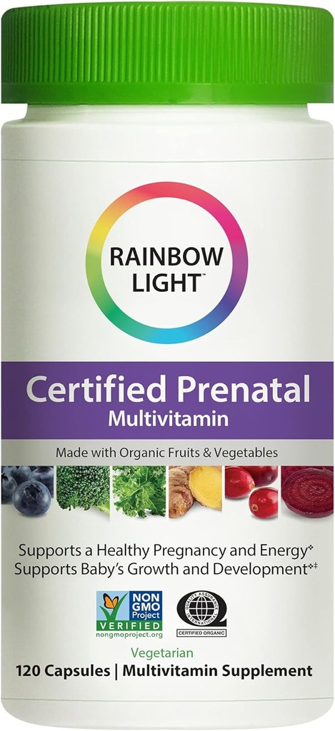 Mavrična lahka prednatalna multivitaminska, imunska podpora, 120 kapsul (Package May Vary)