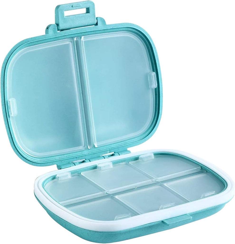 Holii potovalne tablete Organizator, 8 Kompartmenti Prenosne tablete Primer, Dnevne tablete Škatla za zadrževanje vitaminov, majhne tablete Vsebnik za Žepna Purse Medicine Organizator (modra)