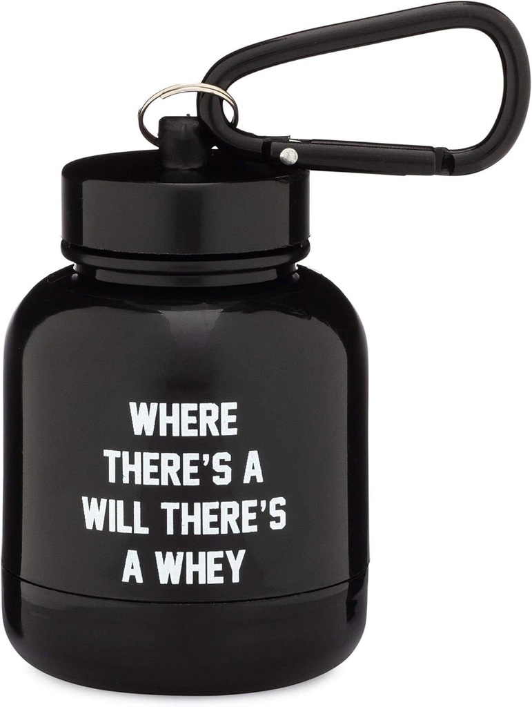 OnMyWhey - Protein Powder & Dopolnilni lijak Ključna veriga, Prenosni To-Go Container za telovadbo, vaje, Fitness, & Travel - TSA Odobreno, kjer je volja obstaja Whey
