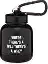 OnMyWhey - Protein Powder & Dopolnilni lijak Ključna veriga, Prenosni To-Go Container za telovadbo, vaje, Fitness, & Travel - TSA Odobreno, kjer je volja obstaja Whey
