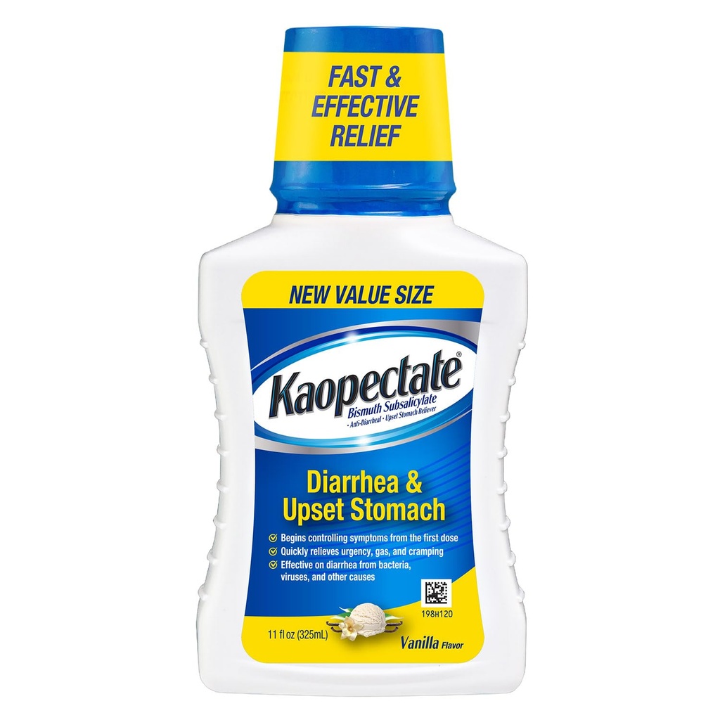 Kaopectate Vanilla Multi-Simptom - Driska Zdravilo za odrasle z bismutom Subsalicilat, Anti-Diarrhea Medicina za lajšanje želodčne bolezni - 11oz