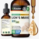 BIO KRAUTER Lions Mane Liquid Extract - Gobe Dopolnilo za podporo možganov - Veganski Lions Mane Dodatek - Alkohol in sladkor brez kapljic - 2 Fl.Oz.
