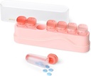 Tedenske tablete Organizator 1 Čas na dan, KOVIU Odstranljive tablete Box 7 dan, Prenosna potovalne tablete Primer, Enkrat dnevno Medication Container Imetnik, Tedenska tabletke Dispenser za vitaminske medicine dodatek, Pink