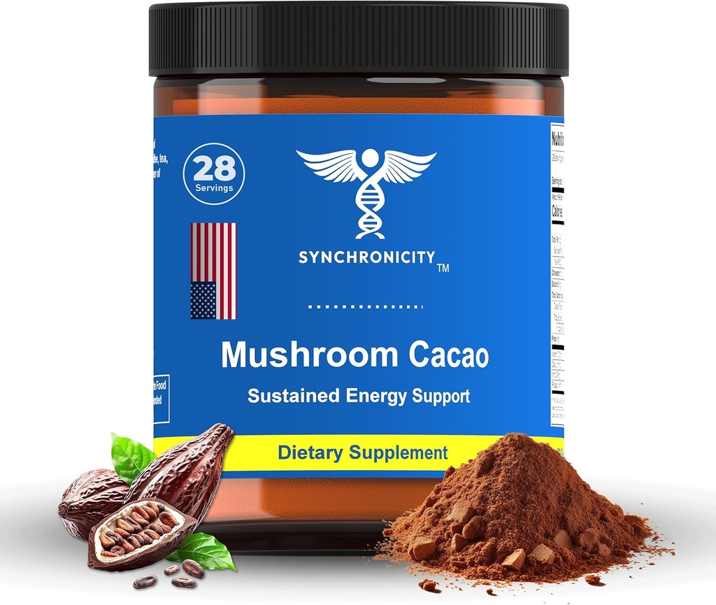 Gobe Cacao Adaptogen Energy & Focus Drink Powder dodatek. Moč 8:1 Lions Mane, Cordyceps & 3 Cocoa/Cacao Extract Mešanica iz Yale DRS. Vsa naravna kava Alt Nootropic & Nutrient Superfood