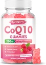 CoQ10 Gumies 250mg, Koencim Q10 Dopolnila Plus Omega-3, Vitamin B6 & cink, Visoka absorpcija CoQ10 Dopolnilo za celično energijo in antioksidant podporo, Raspberry Flavor, Vegan 60Cts