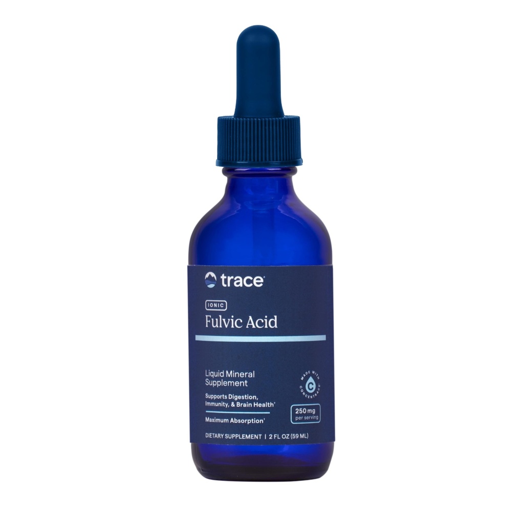 Trace Minerals Ionic Fulvic Acid 250mg - Essential Mineral Supplement to support Hydration & Energy Production - Aids Muscle Endurance - Tekoči dodatek za zdravo prebavo - 2 fl oz (59 Servings)